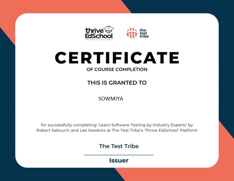 Software testing certificate